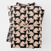 Black Chihuahua Silhouette Tiled Pattern Inpakpapier Vel (In situ)