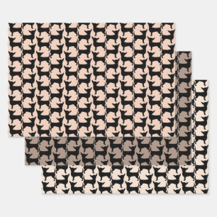 Black Chihuahua Silhouette Tiled Pattern Inpakpapier Vel