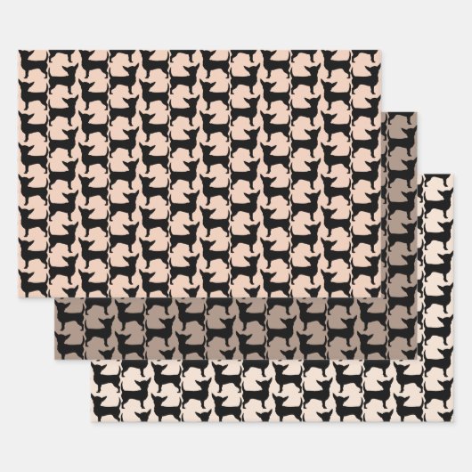 Black Chihuahua Silhouette Tiled Pattern Inpakpapier Vel (Set)