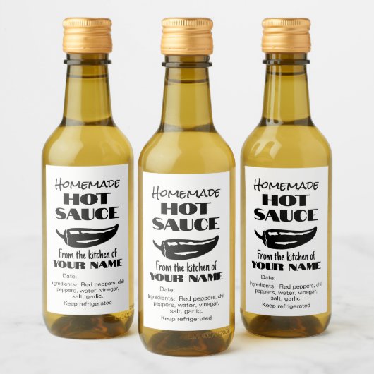 Black Chili Pepper Zelfgemaakte Hot Sauce Jouw naa Wijn Etiket (Flessen)