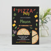 Black Chili Pizza Verjaardag Uitnodigingen (Staand voorkant)