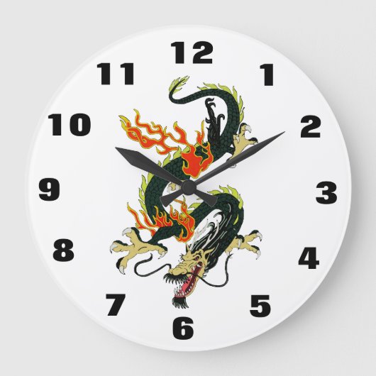 Black Chinese Dragon Genummerde klok (Voorkant)