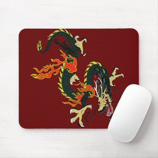 Black Chinese Dragon Muismat (Met muis)