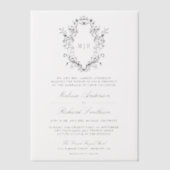 Black Chinoiserie Crest Monogram Huwelijk Vellum Uitnodigingen (Voorkant)