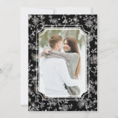 Black Chinoiserie Crest Photo Wedding Save The Date (Achterkant)