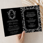 Black Chinoiserie Crest QR Code Wedding