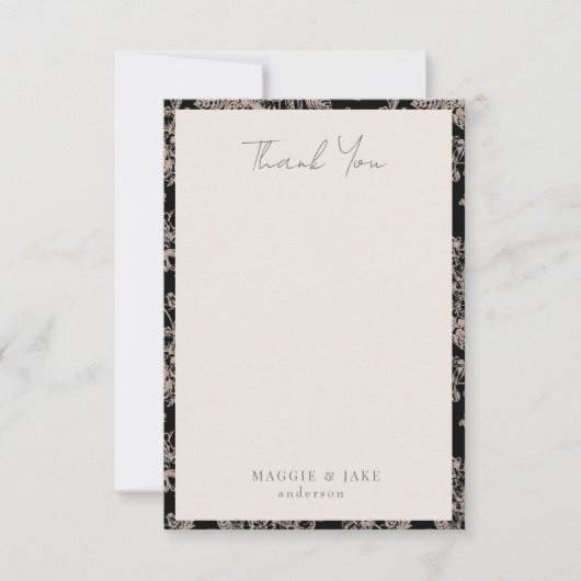 Black Chinoiserie Elegant Wedding Bedankt (Voorkant)