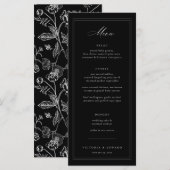 Black Chinoiserie Floral Wedding Menu (Voorkant / Achterkant)