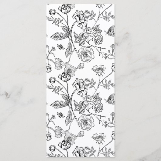 Black Chinoiserie Floral Wedding Menu (Achterkant)