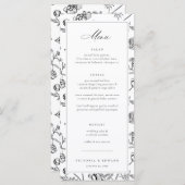 Black Chinoiserie Floral Wedding Menu (Voorkant / Achterkant)