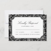 Black Chinoiserie Wedding RSVP Kaartje (Voorkant)