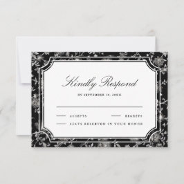 Black Chinoiserie Wedding RSVP Kaartje