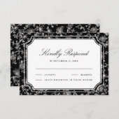 Black Chinoiserie Wedding RSVP Kaartje (Voorkant / Achterkant)