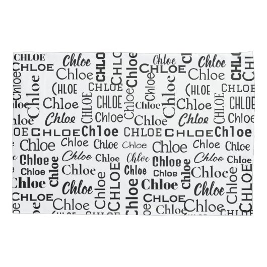 Black CHLOE naam op wit Kussensloop (Achterkant-Links)