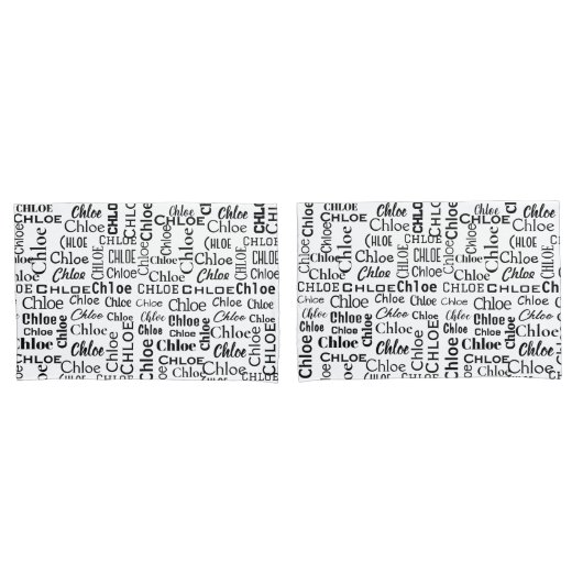 Black CHLOE naam op wit Kussensloop (Voorkant-Set)