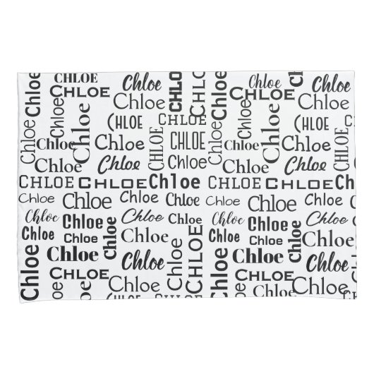 Black CHLOE naam op wit Kussensloop (Voorkant-Rechts)