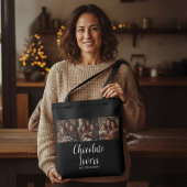Black Chocolate Lovers Established 3 Photo Script Tote Bag