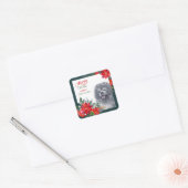 Black Chow Dog Poinsettia Border Kerstmis Vierkante Sticker (Envelop)