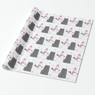 Black Chow en Snowman Cadeaupapier