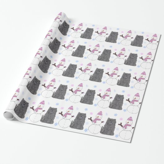 Black Chow en Snowman Cadeaupapier (Uitgerold)