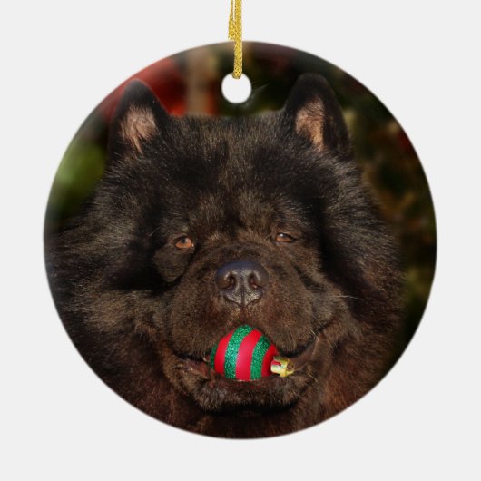 Black Chow Kerstmis Keramisch Ornament (Achterkant)
