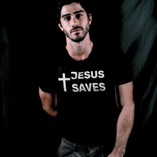 Black Christelijk Cross Jesus Saves T-shirt