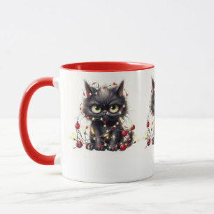 Black Christmas Angry Cat Mokken
