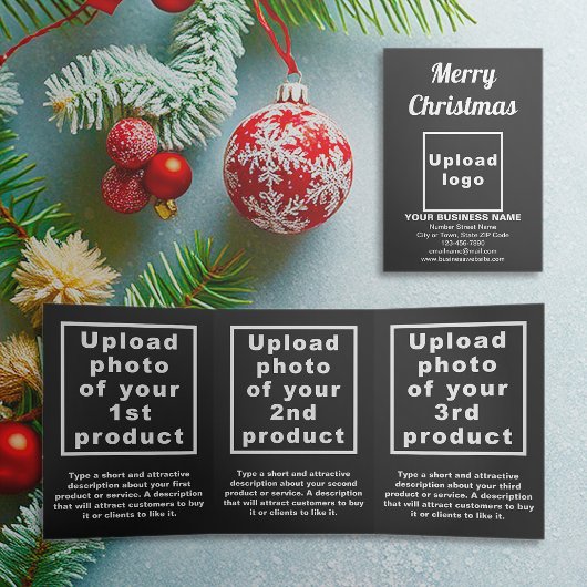 Black | Christmas | Business Trifold Kaart