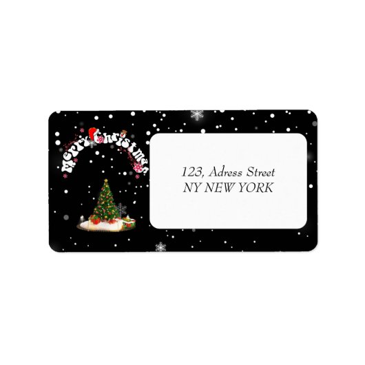 Black Christmas Graffiti Retouradreslabel Etiket (Voorkant)