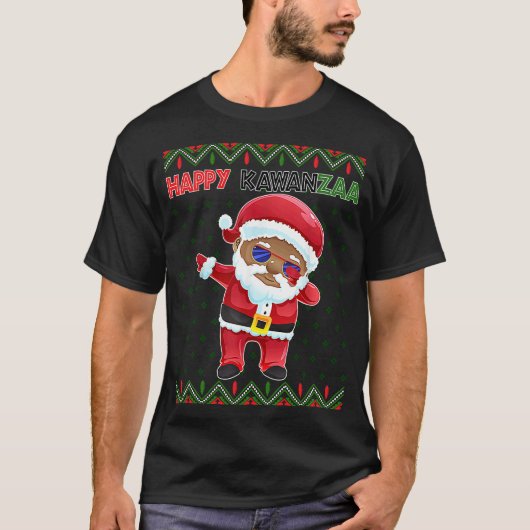 Black Christmas Happy Ugly Kwanzaa Merry African H T-shirt (Voorkant)