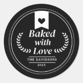 Black Christmas Holiday Baking Gift Ronde Sticker (Voorkant)