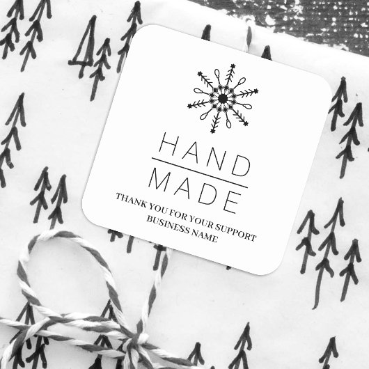  Black Christmas Modern Snowflake for Business Vierkante Sticker