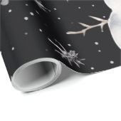 Black Christmas Night Snowman Cadeaupapier (Rol Hoek)