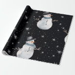 Black Christmas Night Snowman Cadeaupapier<br><div class="desc">Black Christmas Night Snowman Wrapping Paper Het heeft een schattig wit kerst sneeuwpop patroon met zwarte achtergrond. Wikkel uw geschenken in de winter wonder met deze charmante Black Christmas Night Snowman Wrapping Paper. Met een schattige sneeuwman onder een sterrenhemel met vallende sneeuwvlokken combineert dit ontwerp gezellige vakantiemagie met een gedurfde,...</div>