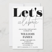 Black Christmas Party Laten we het vieren Kaart (Voorkant)