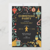 Black Christmas Party ornamenten Uitnodiging (Voorkant)