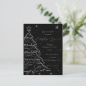 Black Christmas Tree Holiday Party Uitnodiging (Staand voorkant)