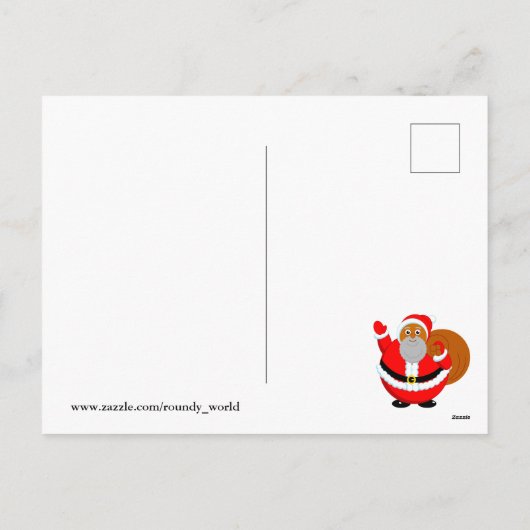 Black Christmas tree with Santa Claus & Rudolph, Feestdagenkaart (Achterkant)