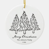 Black Christmas Trees Doodles 1 Photo Merry Joyful Keramisch Ornament (Voorkant)