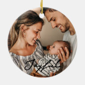 Black Christmas Trees Doodles 1 Photo Merry Joyful Keramisch Ornament (Achterkant)