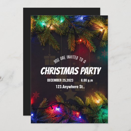 BLACK CHRISTMAS Uitnodiging (Voorkant / Achterkant)