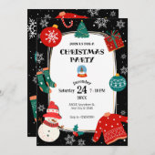 Black Christmas wonderland party Kaart (Voorkant / Achterkant)