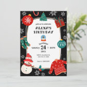 Black Christmas wonderland verjaardagsfeestje Kaart (Staand voorkant)