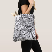 Black Chrysanthemums Line Drawing with Name Tote Bag (Dichtbij)