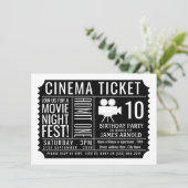 Black Cinema Ticket, Kind Birthday Party Ticket Informatiekaartje (Staand voorkant)