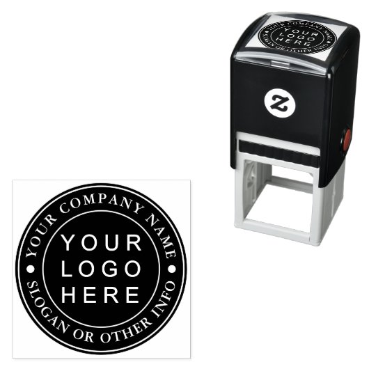 Black Circle Business Logo Custom Zelfinktende Stempel (In situ)