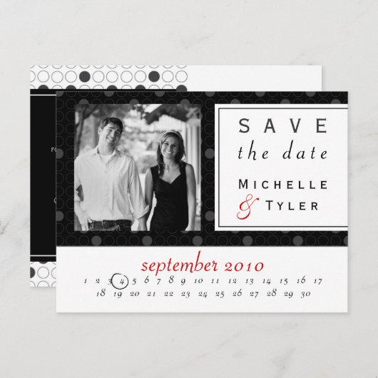 Black Circle De datum opslaan Kaart (Voorkant / Achterkant)