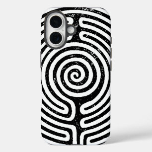 Black Circle Labyrint Fine Art iPhone 16 Hoesje