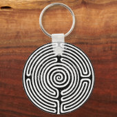 Black Circle Labyrint Fine Art Sleutelhanger (Voorkant)