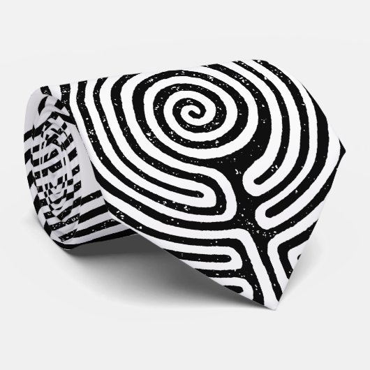 Black Circle Labyrint Fine Art Stropdas (Opgerold)